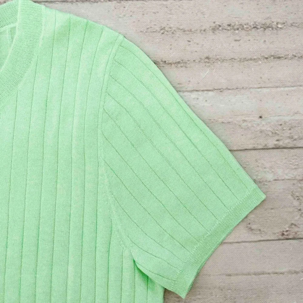 NWT J. Crew Silk and Cashmere Cropped T-Shirt in Frosty Green size L